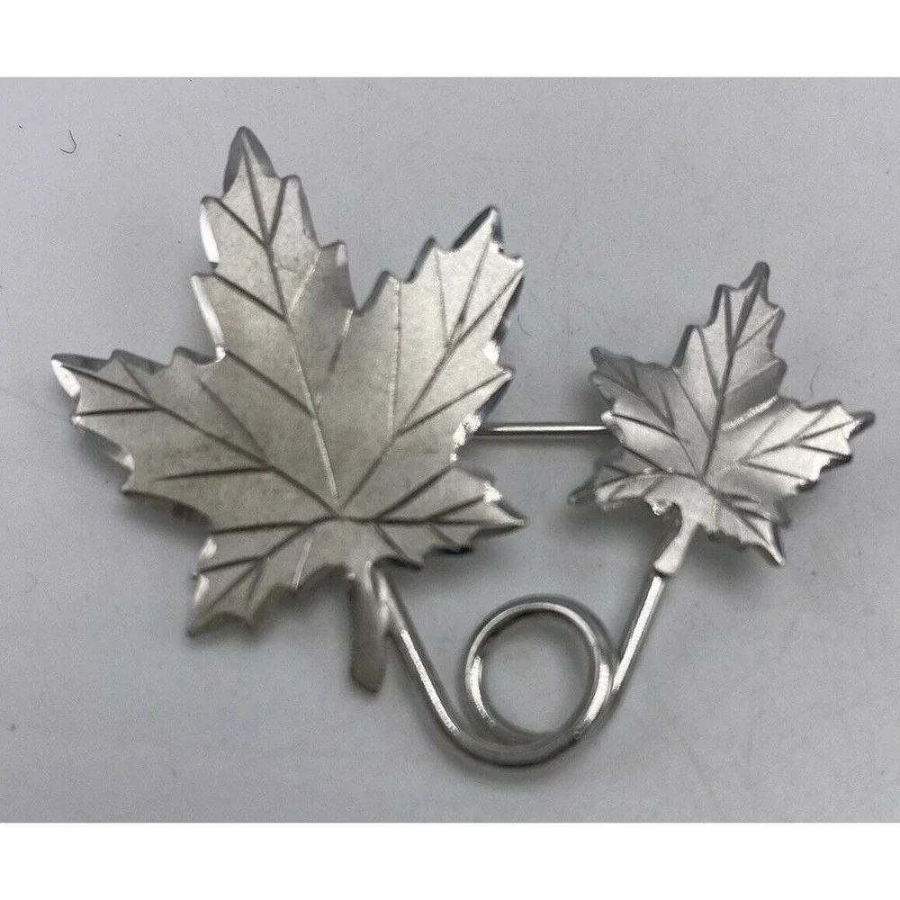 Sterling Silver Leaf Brooch Pin Forstner Hand Etched Fall 925 Gift